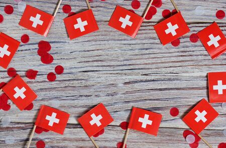 AUGUST 01 Concept independence day of Switzerland and Switzerland national day.Copy space,minimal style, Swiss Confederation Dayの写真素材