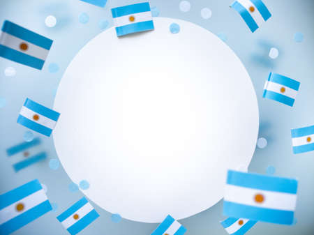 Argentina Independence Day. July 9. National flags on a foggy background. The concept of memory, patriotism and freedom. mockupの写真素材