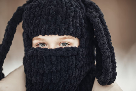 girl having fun in the winter forest. high quality photoの写真素材