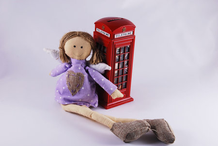 toy girl and phone booth