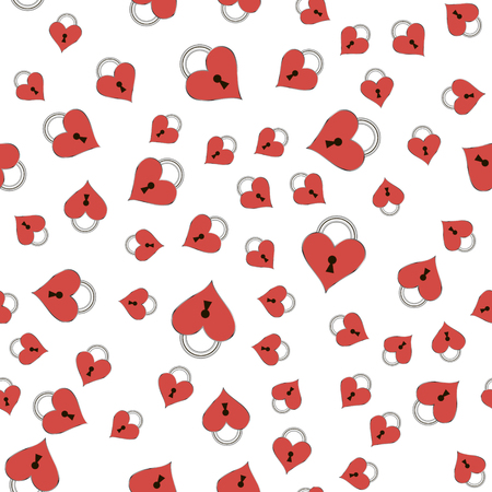 Seamless pattern with castle hearts on white background.のイラスト素材