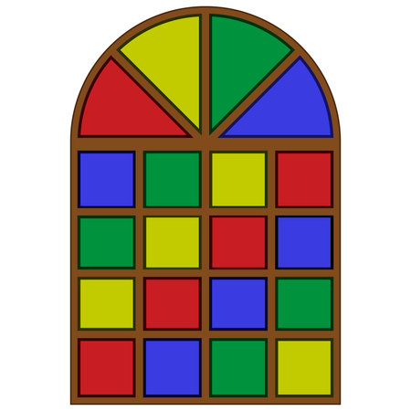 flat icon of an old multi-colored stained glass window isolatedのイラスト素材