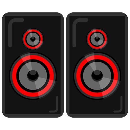 flat icon of music speakers for players, guitars, music tsentor, TVs, etc isolatedのイラスト素材