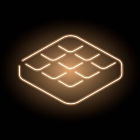 neon icon of belgian homemade crispy waffles on backgroundのイラスト素材