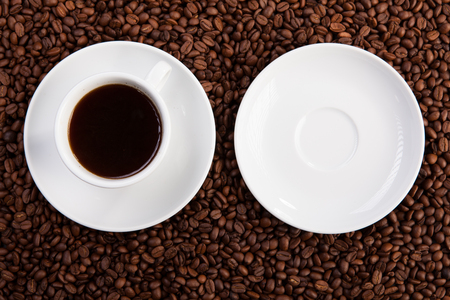 empty saucer and cup of coffeeの写真素材