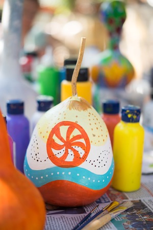 Pumpkin Oriental turkish lamps ANTALYA, TURKEY - JUNE 25, 2017のeditorial素材