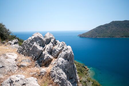 Vivid blue sea laguna background Turkeyの写真素材
