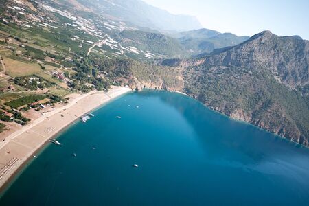 Vivid blue sea laguna background Turkeyの写真素材