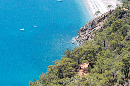 Vivid blue sea laguna background Turkeyの写真素材
