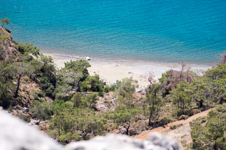 Vivid blue sea laguna background Turkeyの写真素材