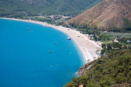 Vivid blue sea laguna background Turkeyの写真素材