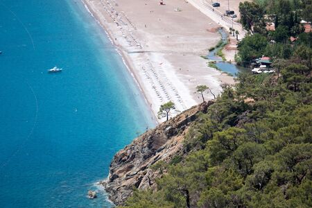 Vivid blue sea laguna background Turkeyの写真素材