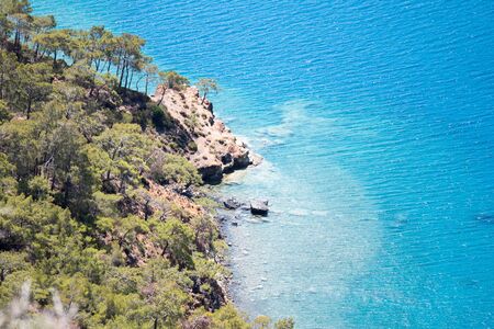 Vivid blue sea laguna background Turkeyの写真素材