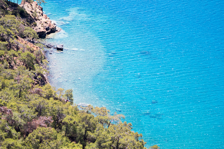 Vivid blue sea laguna background Turkeyの写真素材
