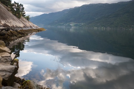 The view on the narrowest fjord in Norwayの写真素材
