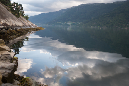The view on the narrowest fjord in Norwayの写真素材