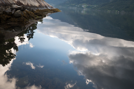 The view on the narrowest fjord in Norwayの写真素材