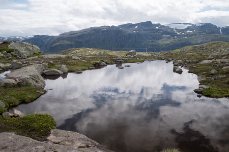 The view from near Trollitunga fjord in Norwayの写真素材