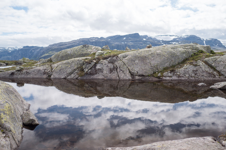 The view from near Trollitunga fjord in Norwayの写真素材