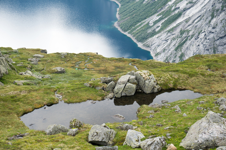 The view from near Trollitunga fjord in Norwayの写真素材