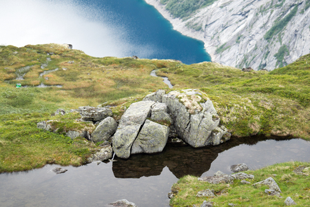 The view from near Trollitunga fjord in Norwayの写真素材
