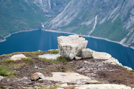 The view from near Trollitunga fjord in Norwayの写真素材