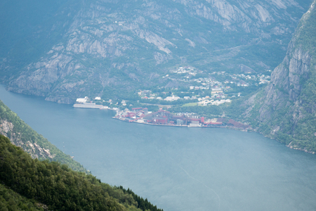 Fjord in Norway summer time rainy weatherの写真素材