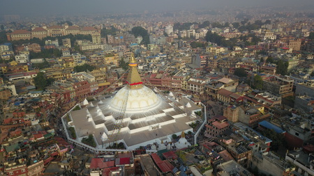 Stupa Bodhnath Kathmandu, Nepal - October 26, 2017の写真素材