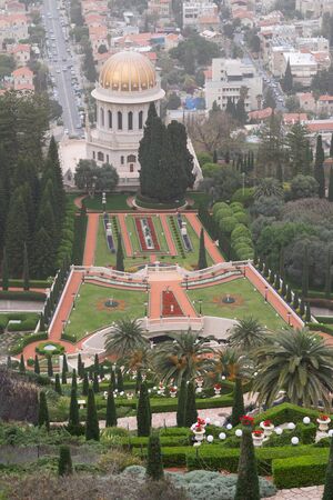 Shrine of the Bab and terraces at the Bahai World Center in Haifa, Israelのeditorial素材