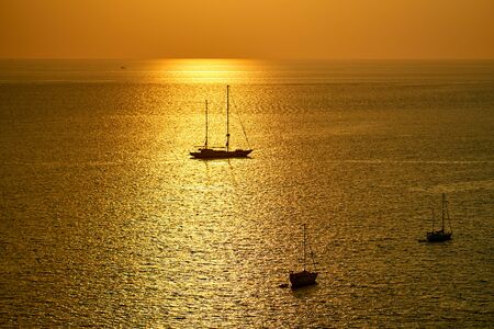 Sunset about sea with boat Thailand Phuketの写真素材