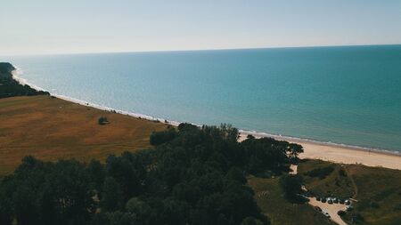 Aerial view of coastline Jurkalne Baltic sea Latviaの写真素材
