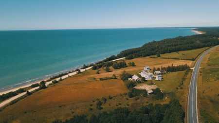 Aerial view of coastline Jurkalne Baltic sea Latviaの写真素材