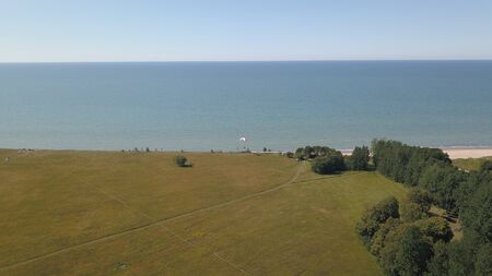 Aerial view of coastline Jurkalne Baltic sea Latviaの写真素材