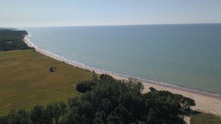 Aerial view of coastline Jurkalne Baltic sea Latviaの写真素材