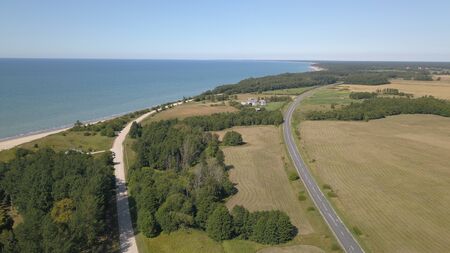 Aerial view of coastline Jurkalne Baltic sea Latviaの写真素材