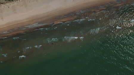 Aerial view of coastline Jurkalne Baltic sea Latviaの写真素材