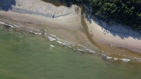 Aerial view of coastline Jurkalne Baltic sea Latviaの写真素材