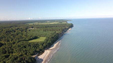 Aerial view of coastline Jurkalne Baltic sea Latviaの写真素材