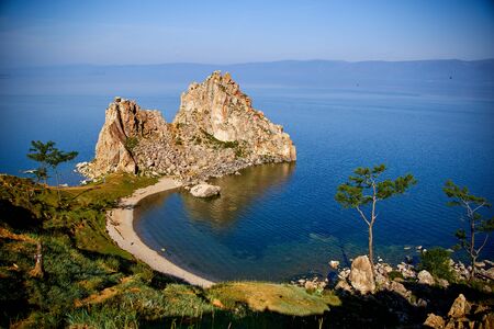 Lake Baikal. Olkhon Island in the summer Shamankaの写真素材