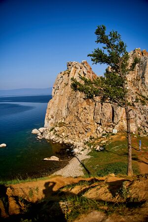 Lake Baikal. Olkhon Island in the summer Shamankaの写真素材