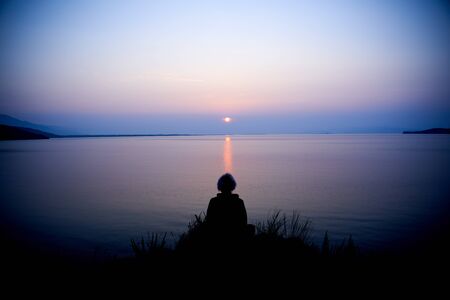 Sunrise about lake Baikal in the summerの写真素材