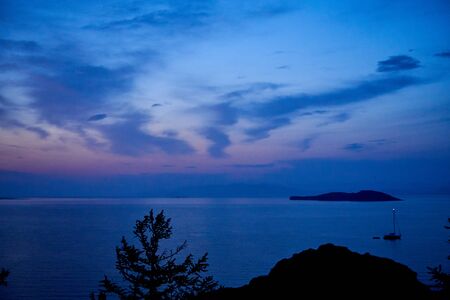 Sunrise about lake Baikal in the summerの写真素材