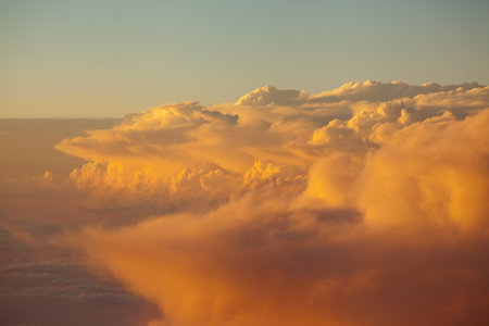 Sunrise above peak in the Himalaya range, Nepal