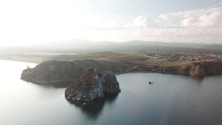 Lake Baikal. Olkhon Island in the summer Shamanka from droneの写真素材
