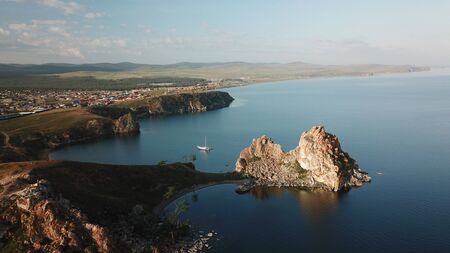 Lake Baikal. Olkhon Island in the summer Shamanka from droneの写真素材