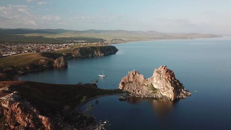 Lake Baikal. Olkhon Island in the summer Shamanka from droneの写真素材