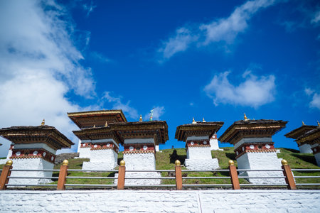 108 Memorial Chortens of Dochula Pass in Thimphu, Bhutan