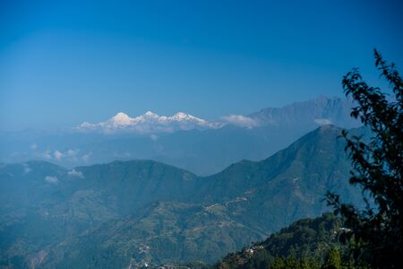 Annapurna area sunset above mountain in valley Himalayas mountains photo from air drone mavicの写真素材