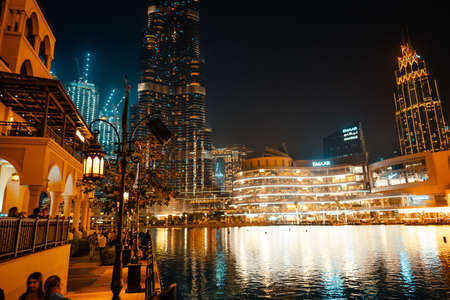 February 29, 2020 - Dubai, UAE - show fountain next to Burj Khalifaのeditorial素材