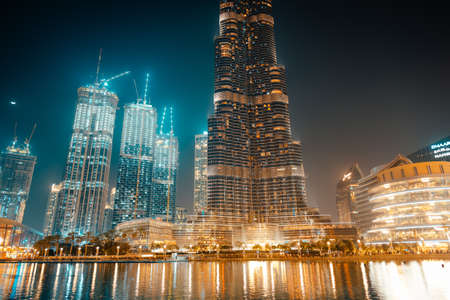 February 29, 2020 - Dubai, UAE - show fountain next to Burj Khalifaのeditorial素材
